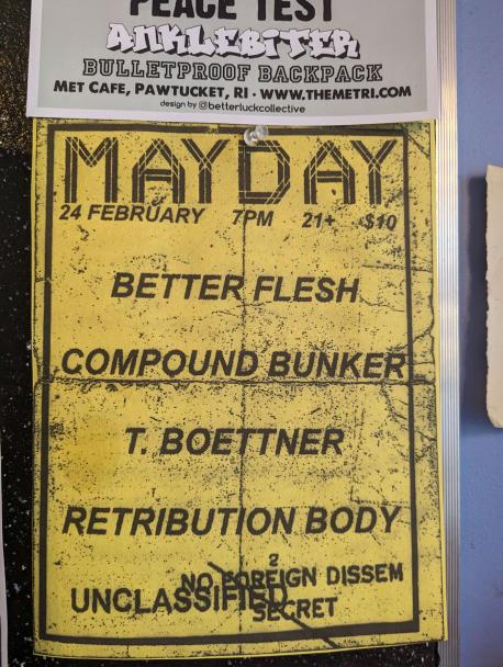 Flyer for 'better flesh / compound bunker / t.boettner / retribution body'