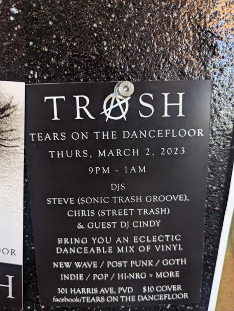 Flyer for 'TR(A)SH tears on the dancefloor'