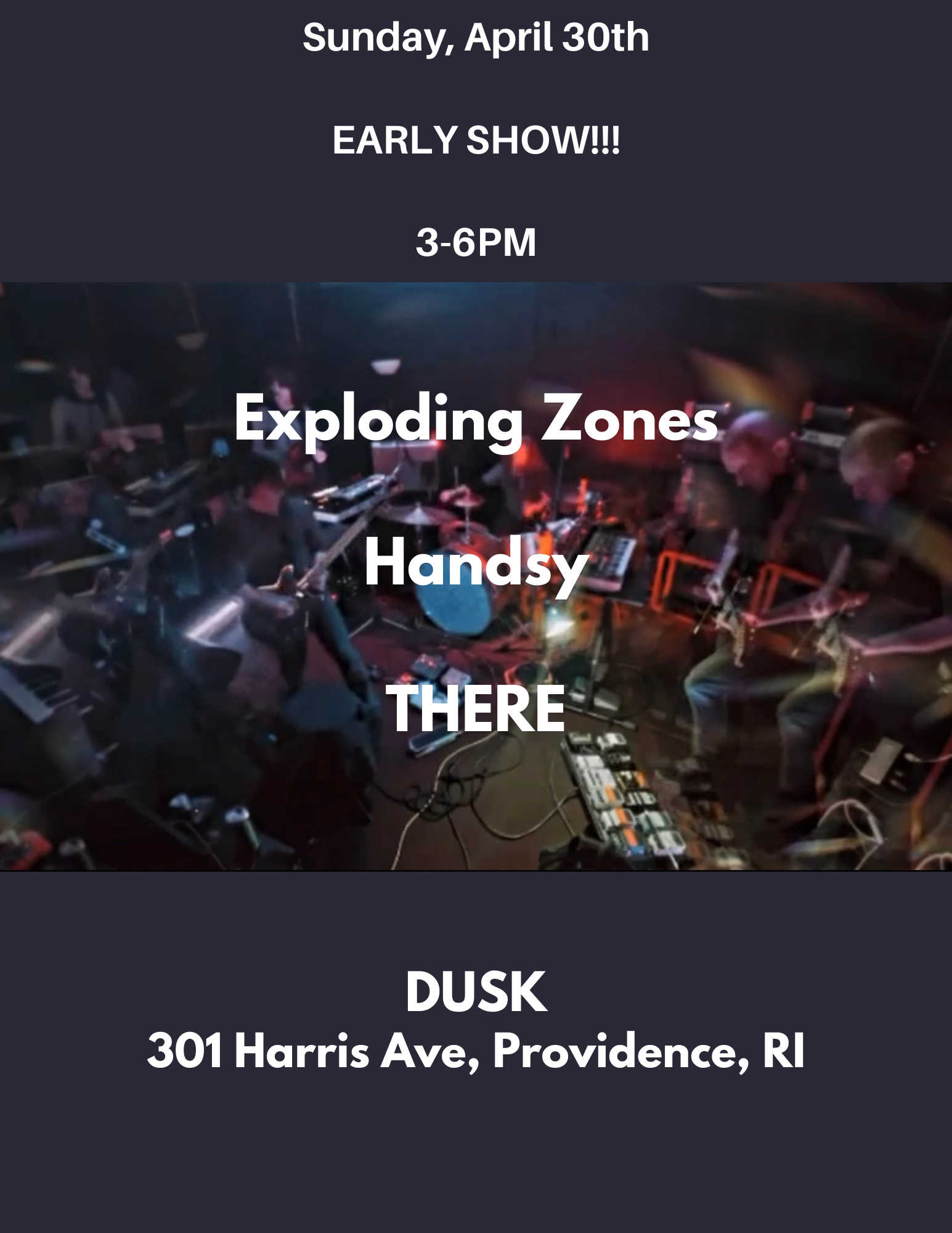 Flyer for 'THERE/Handsy/Exploding Zones'