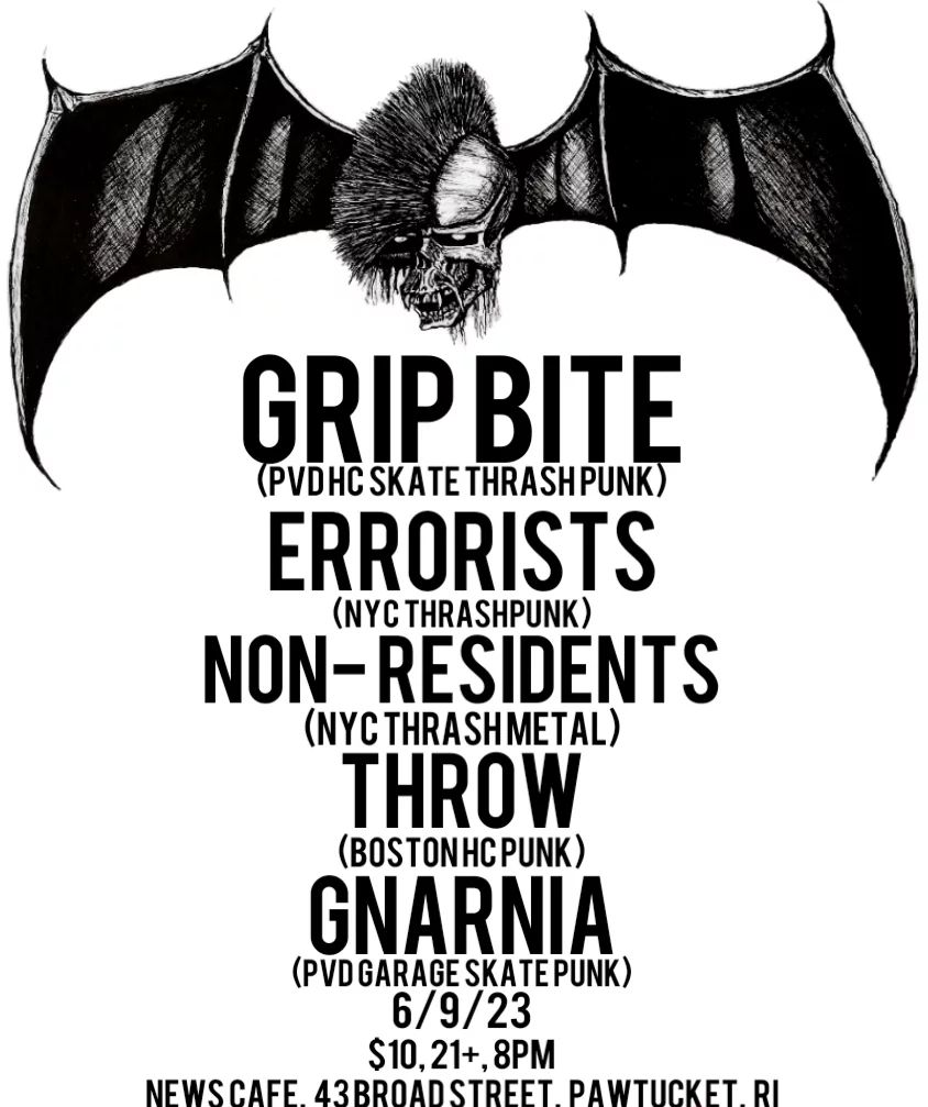 Flyer for 'Grip Bite / Errorists / Non-Residents / Throw / Gnarnia'