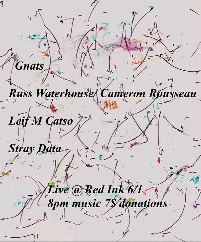 Flyer for 'GNATS (Carroll / Fennessy / Rosenstein), ROUSSEAU / WATERHOUSE duo, LEIF M CATSO, STRAY DATA'