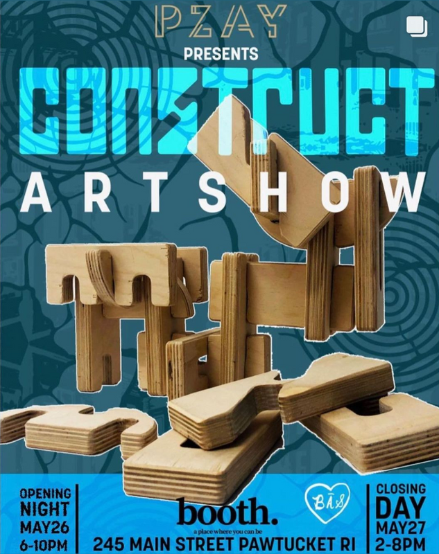 Flyer for 'Construct art show, at Booth, 245 Main st pawtucket'