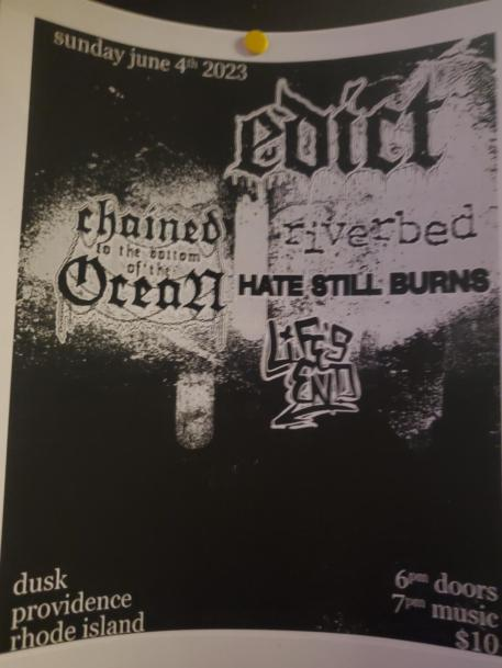 Flyer for 'There Were Wires, Chained to the Bottom of the Ocean, Edict, Iron Gag and/or Don’t Grow Old'