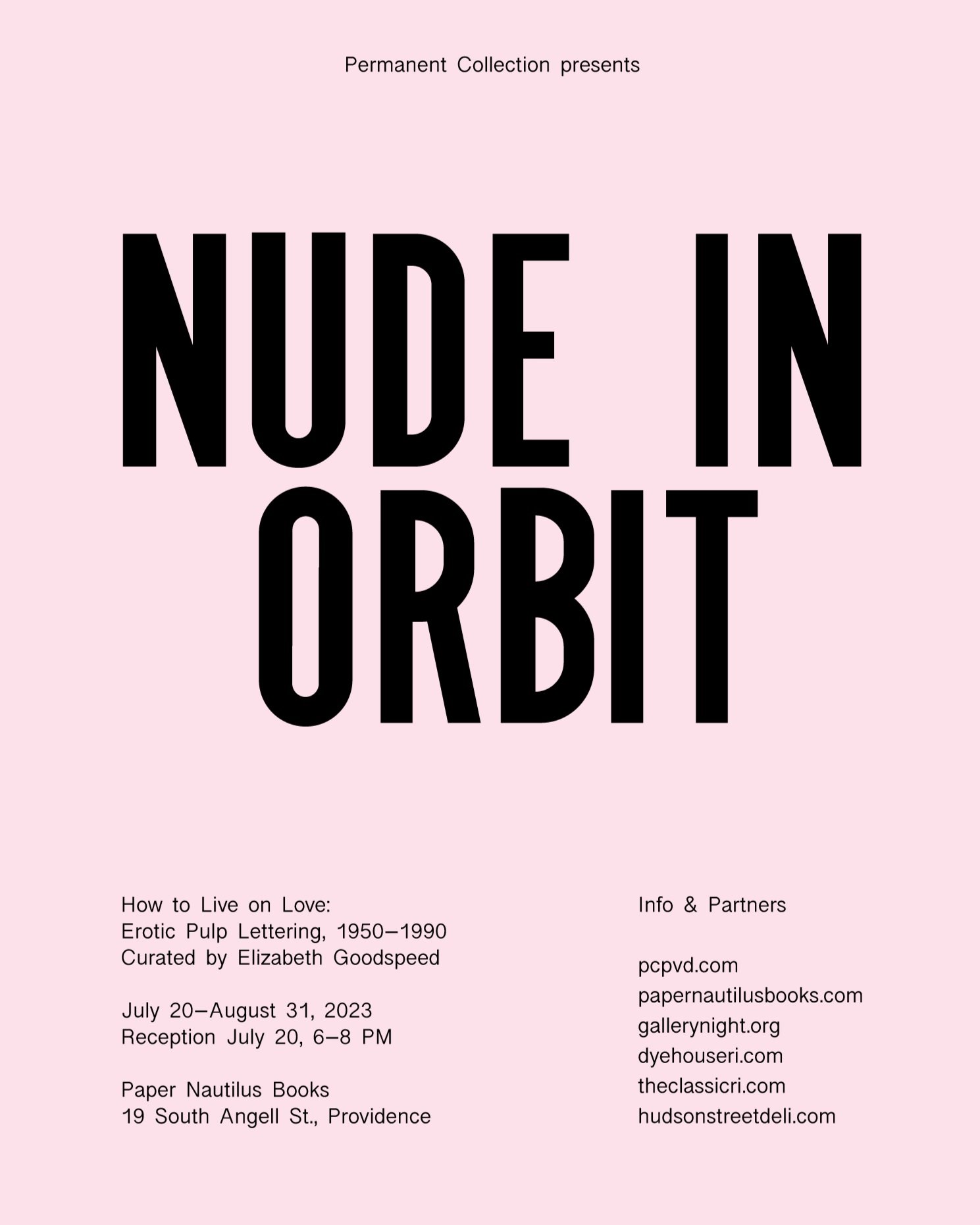 Flyer for 'How to Live on Love Erotic Pulp Lettering, 1950–1990'