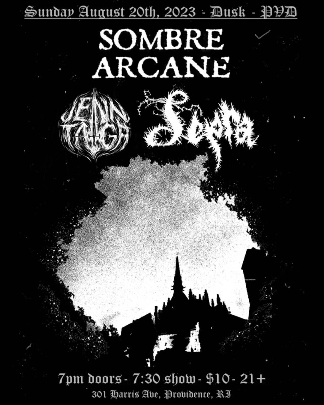 Flyer for 'Lepra, Jenn Taiga, Sombre Arcane'
