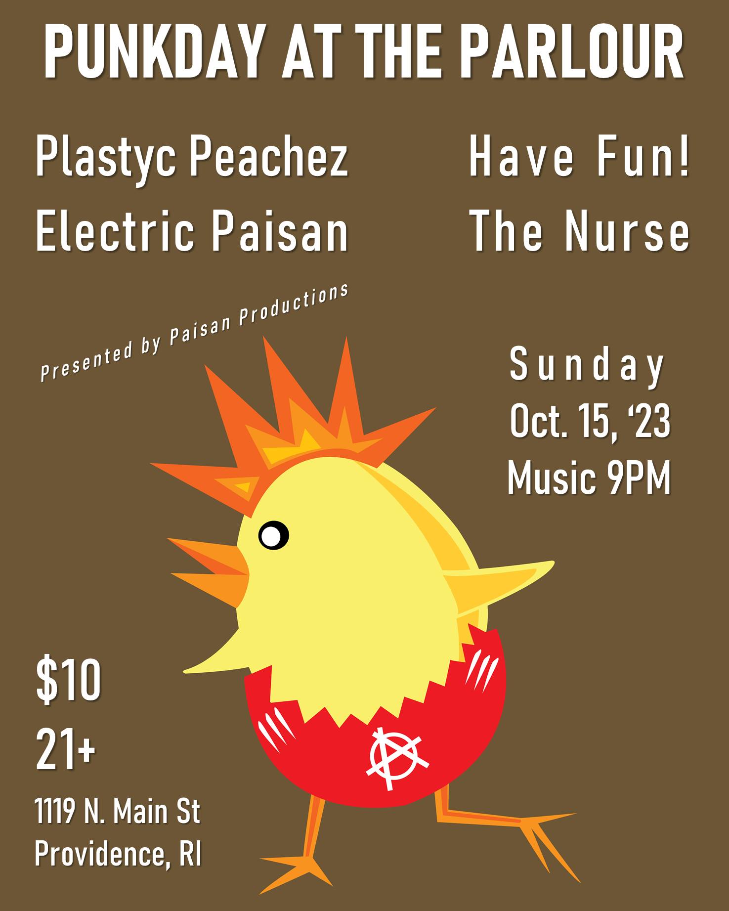 Flyer for 'PUNKDAY: Plastyc Peachez, Have Fun, The Nurse, Electric Paisan'