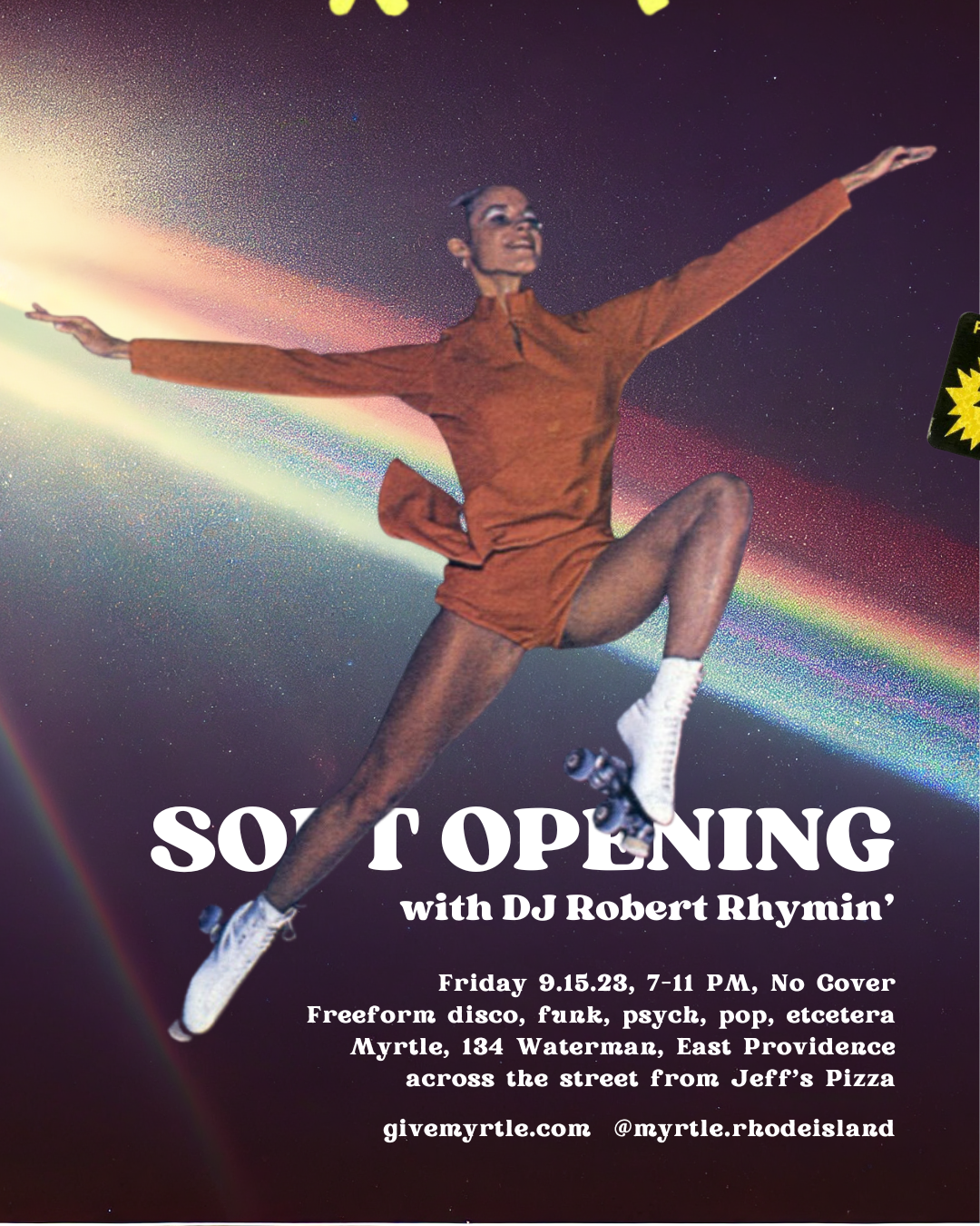 Flyer for 'Soft Opening with DJ Robert Rhymin’'