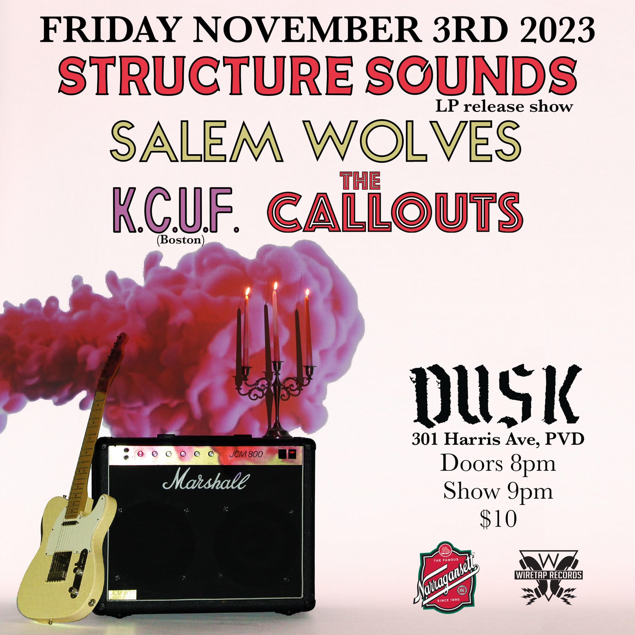 Flyer for 'Structure Sounds (LP Release), Salem Wolves, The Callouts, K.C.U.F'