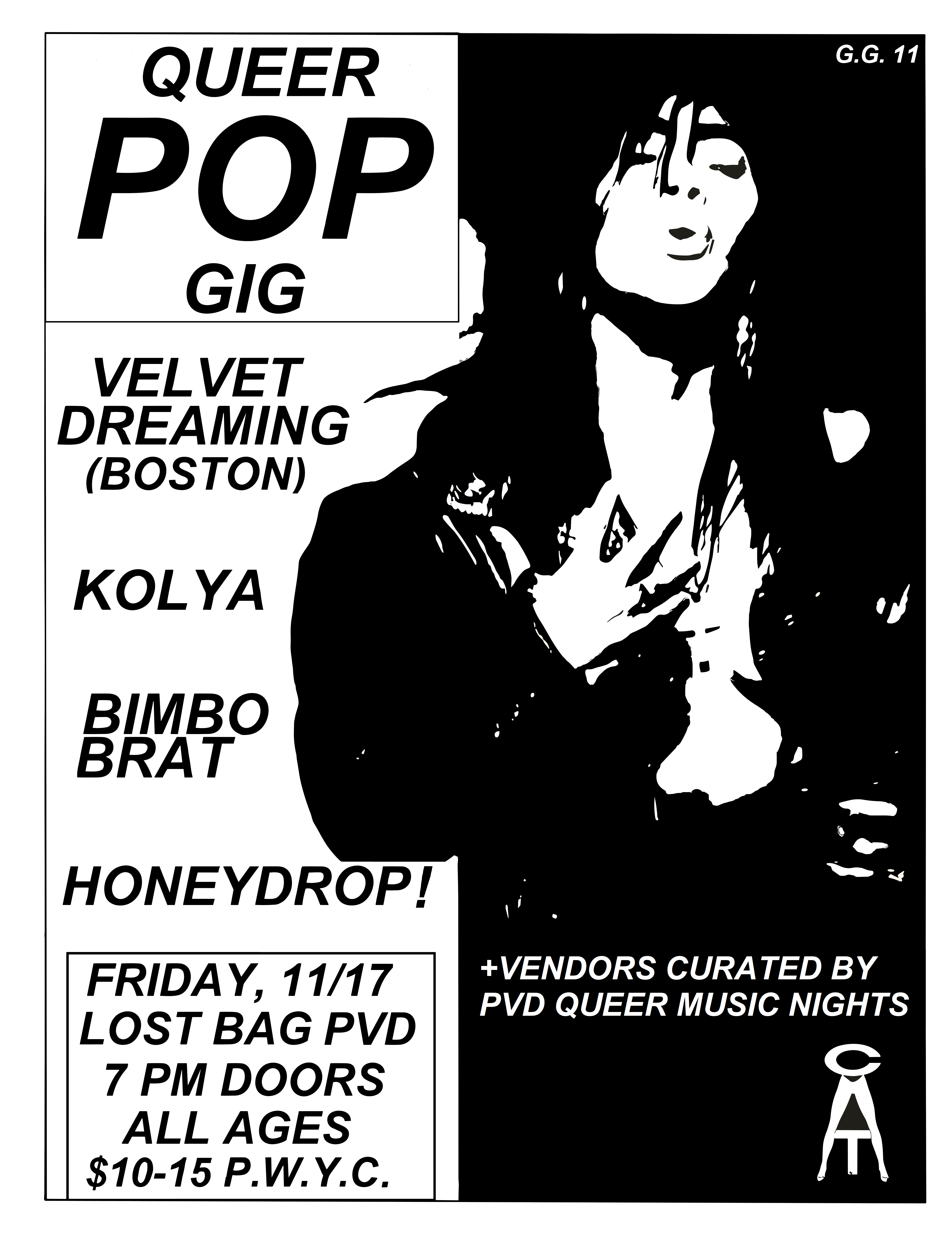 Flyer for 'Velvet Dreaming (BOS) / Kolya / Honeydrop! / Bimbo Brat'