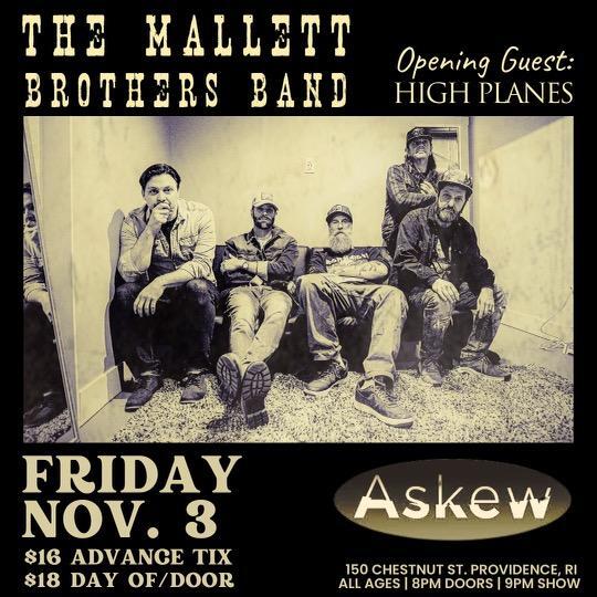 Flyer for 'The Mallett Brothers Band with High Planes'