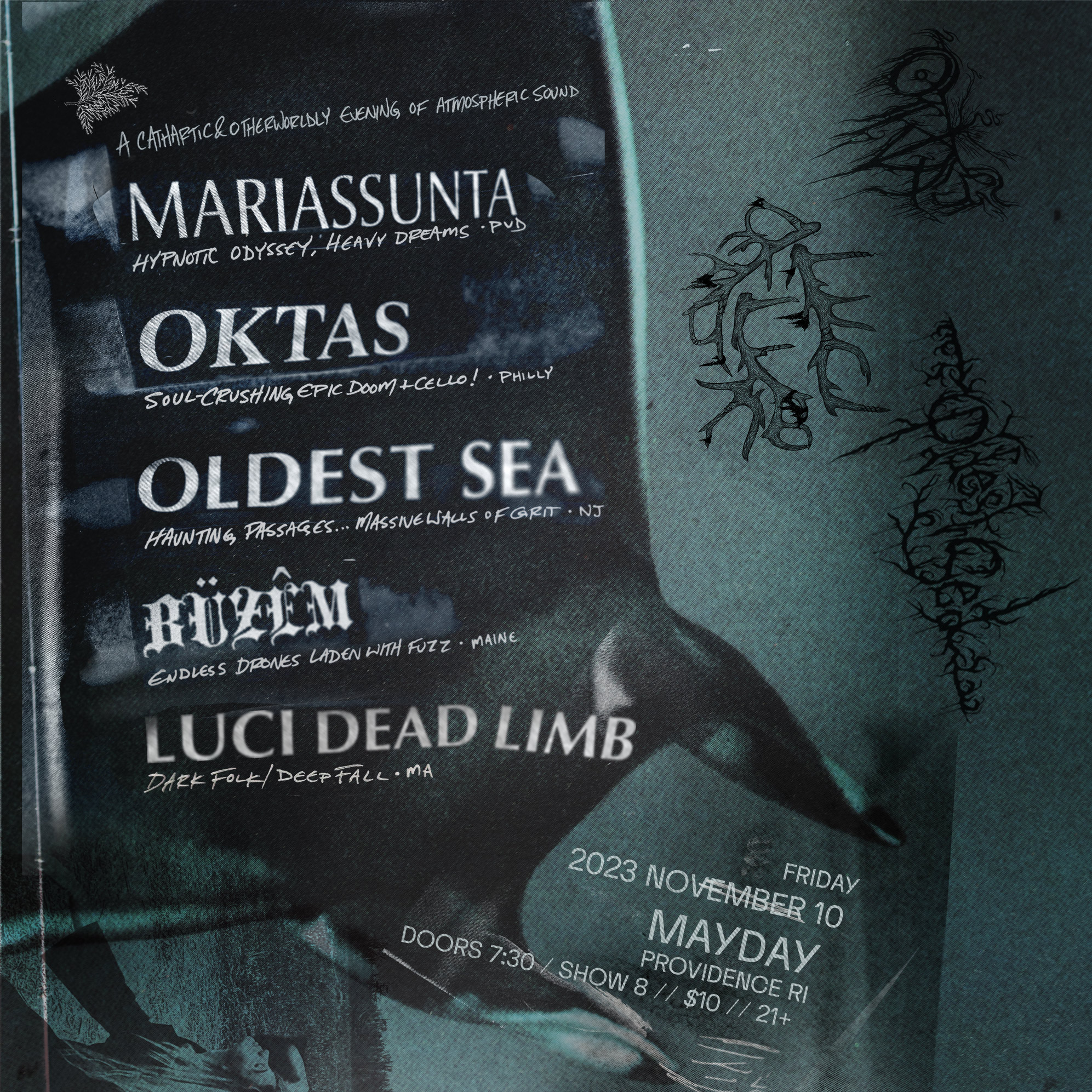 Flyer for 'Mariassunta / Oktas / Oldest Sea / BÜZÊM / Luci Dead Limb'