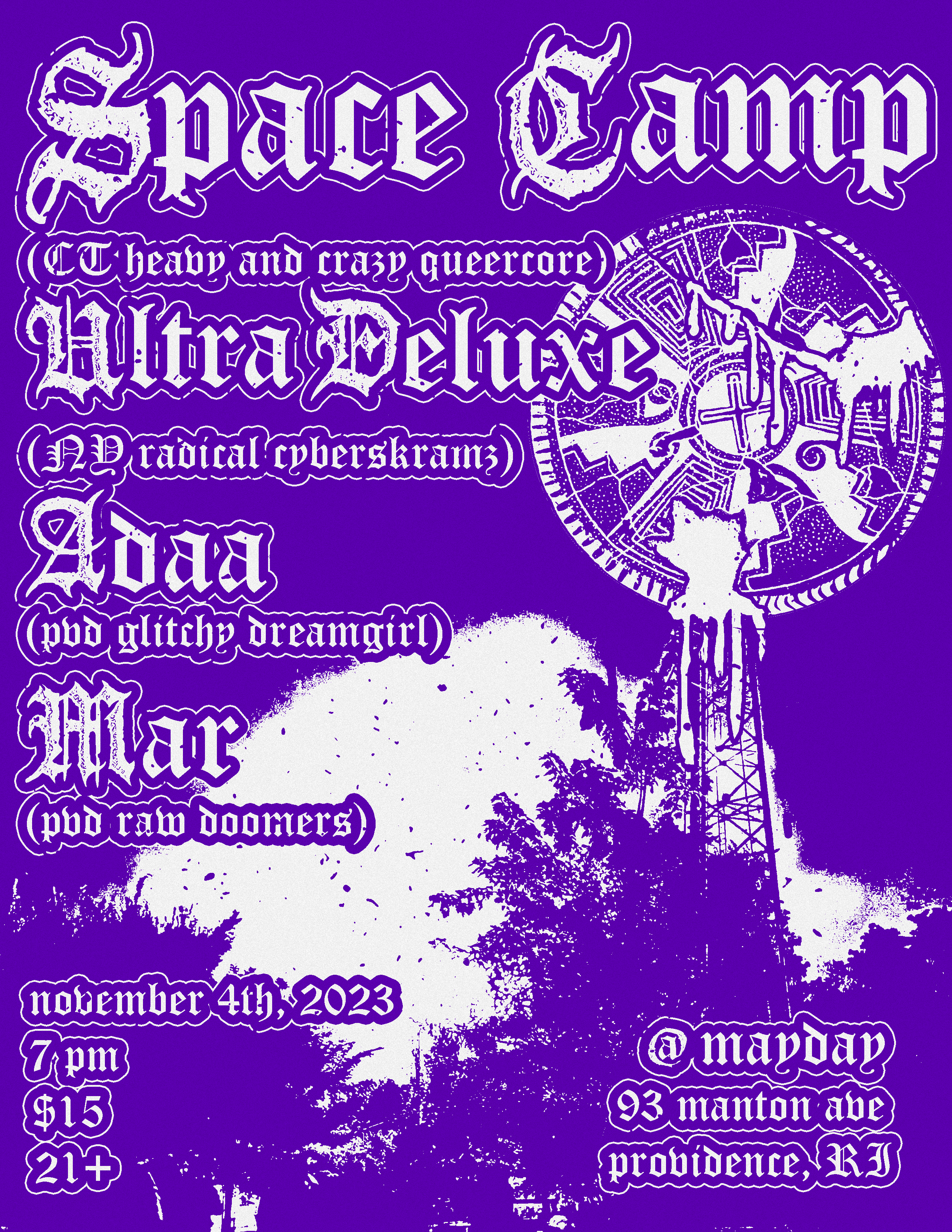 Flyer for 'Space Camp, Ultra Deluxe, adaa, Mar'