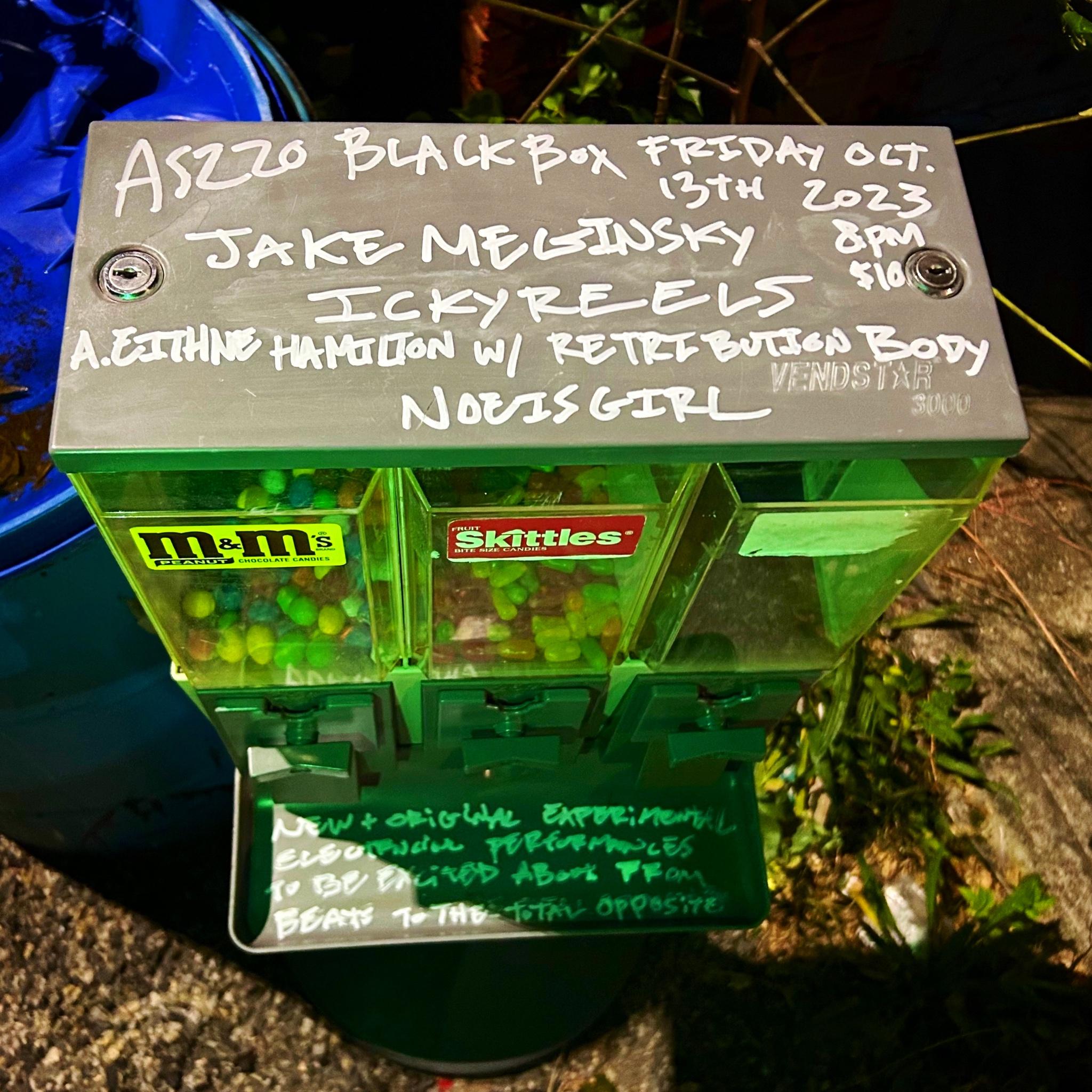 Flyer for 'Jake Meginsky (MA) / Icky Reels (NY) / A. Eithne Hamilton & Retribution Body / noeisgirl'