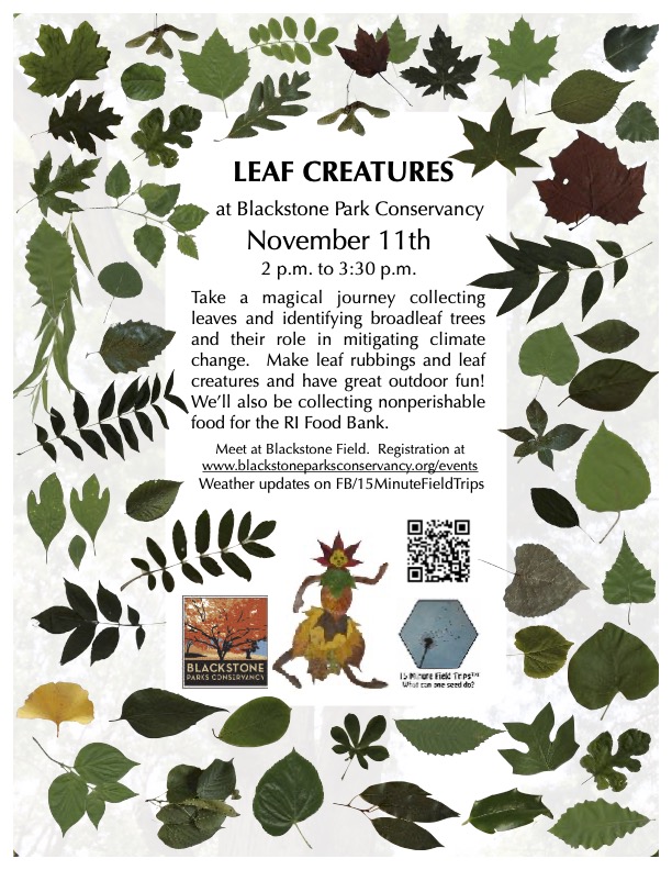 Flyer for 'Leaf Creatures at Blackstone Park Conservancy'