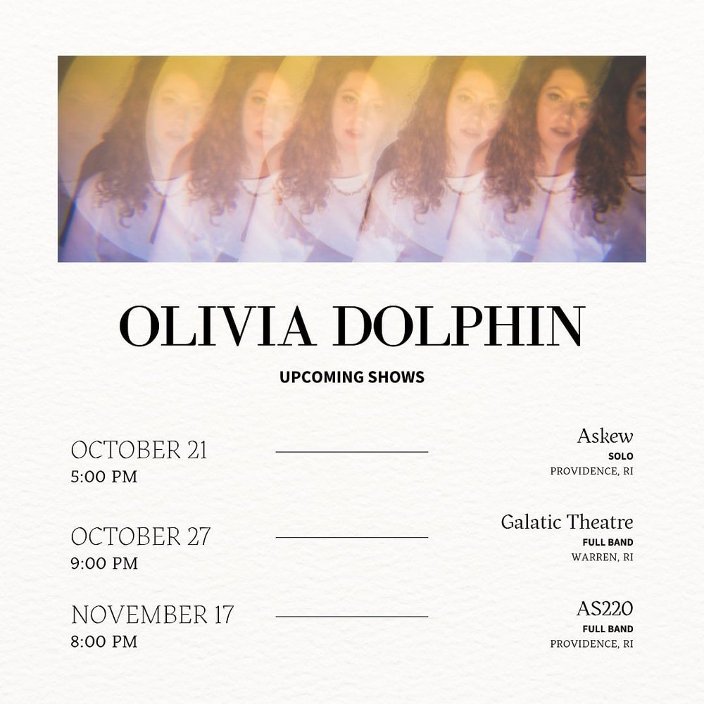 Flyer for 'Olivia Dolphin (Full Band), Meridian, tbh'