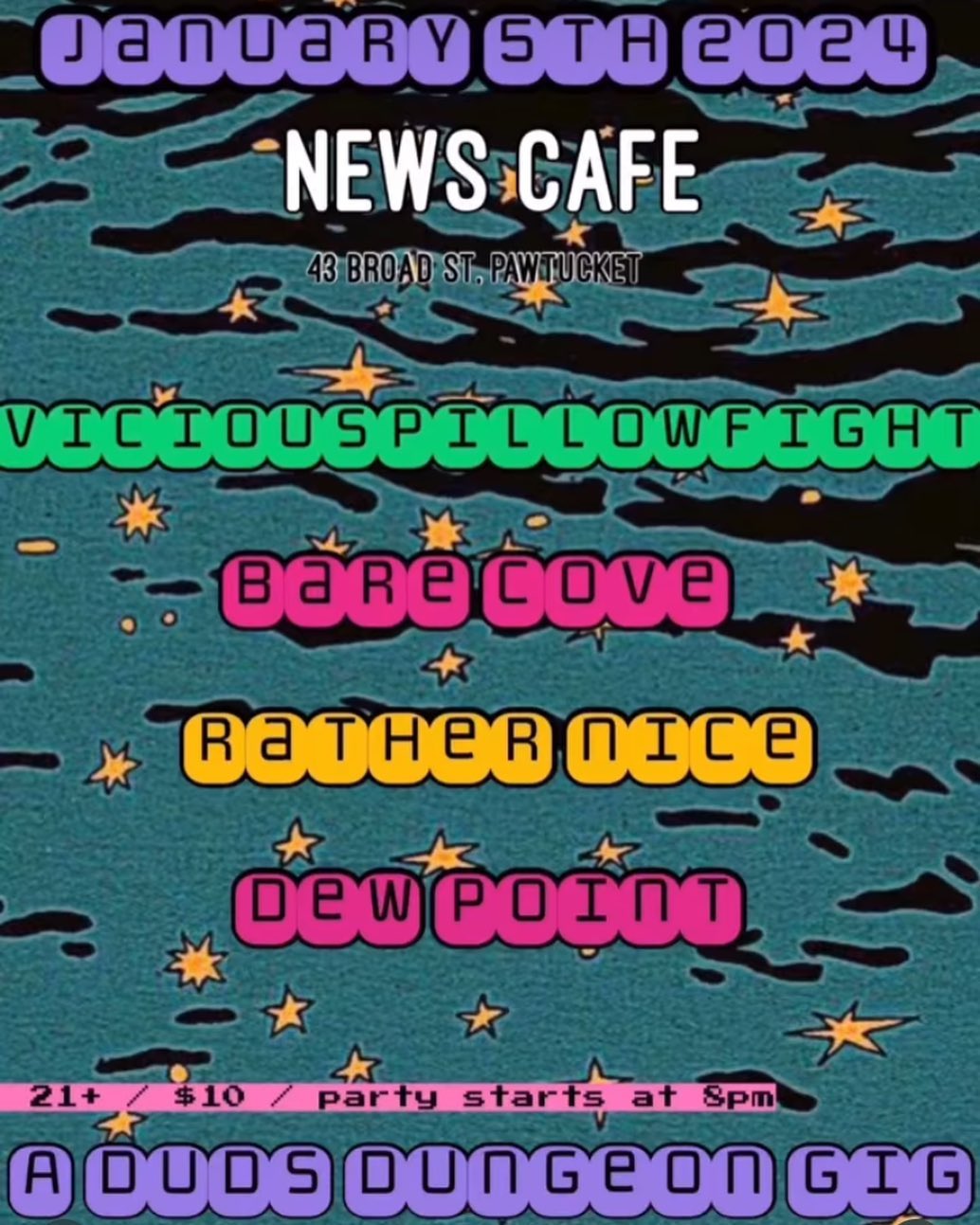 Flyer for 'Vicious Pillow Fight // Bare Cove // Rather Nice'