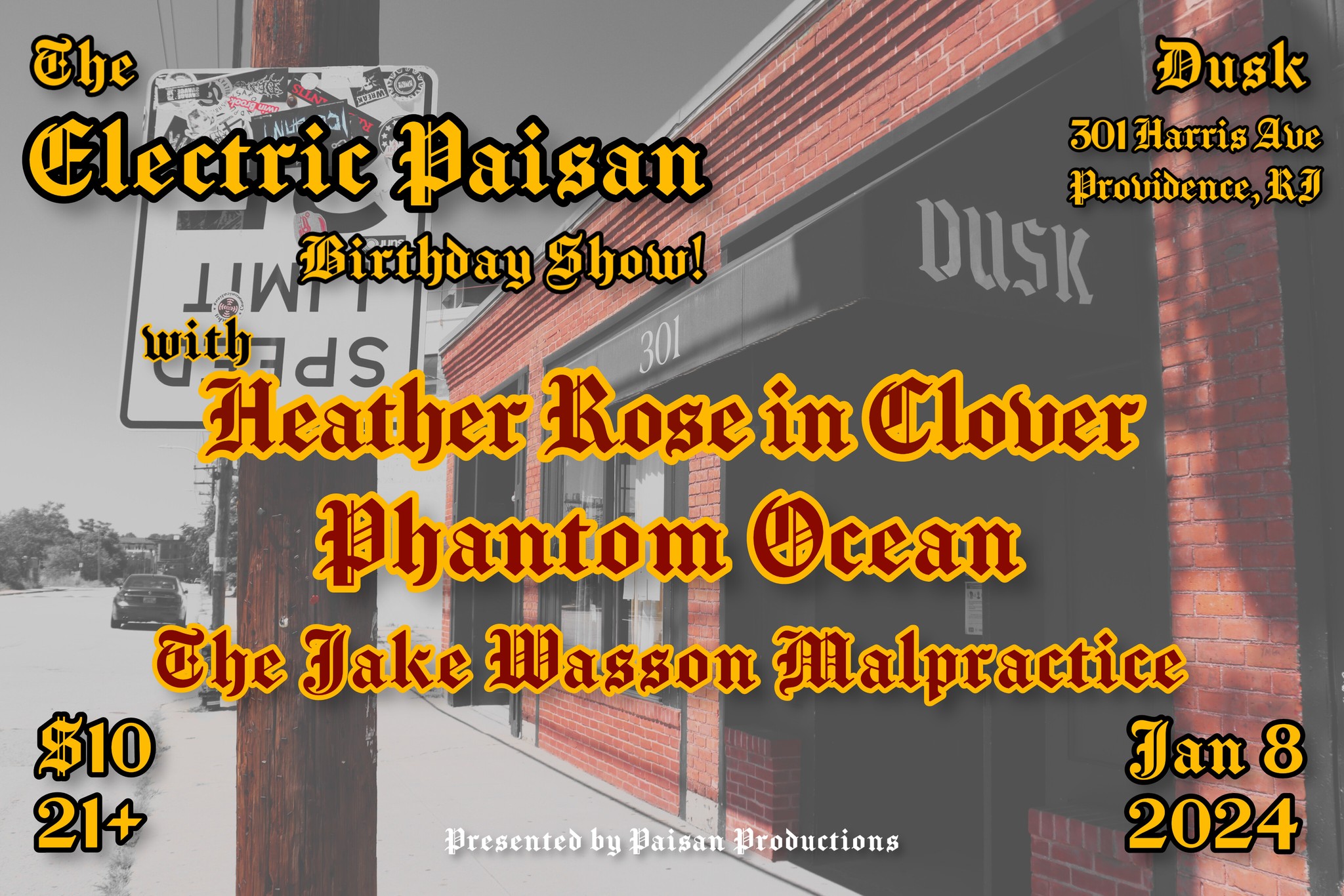 Flyer for 'Electric Paisan Birthday Show!'