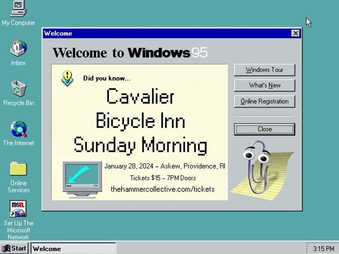 Flyer for 'Cavalier // Bicycle Inn // Sunday Morning'
