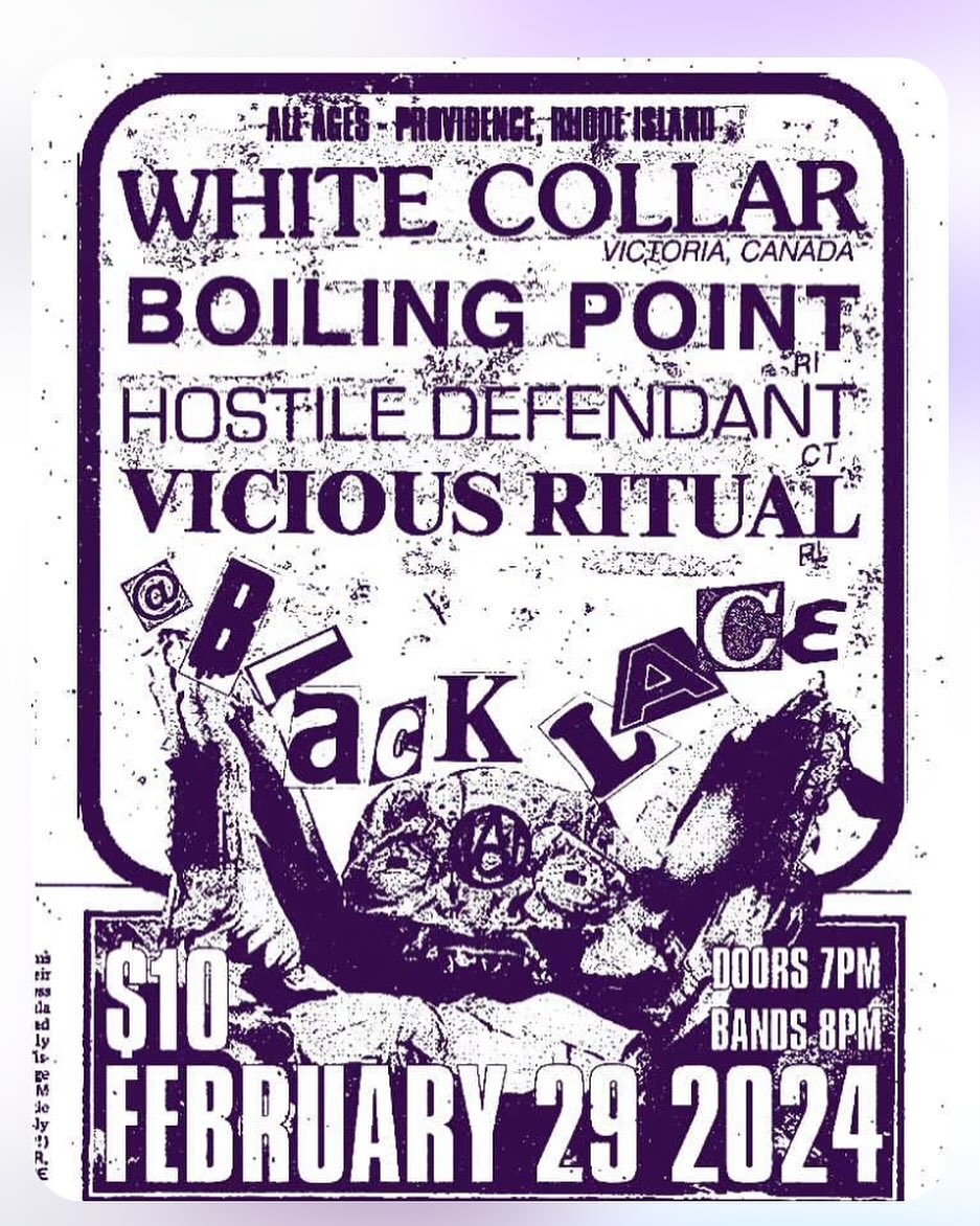 Flyer for 'White Collar // Boiling Point // Hostile Defendant // Vicious Ritual'