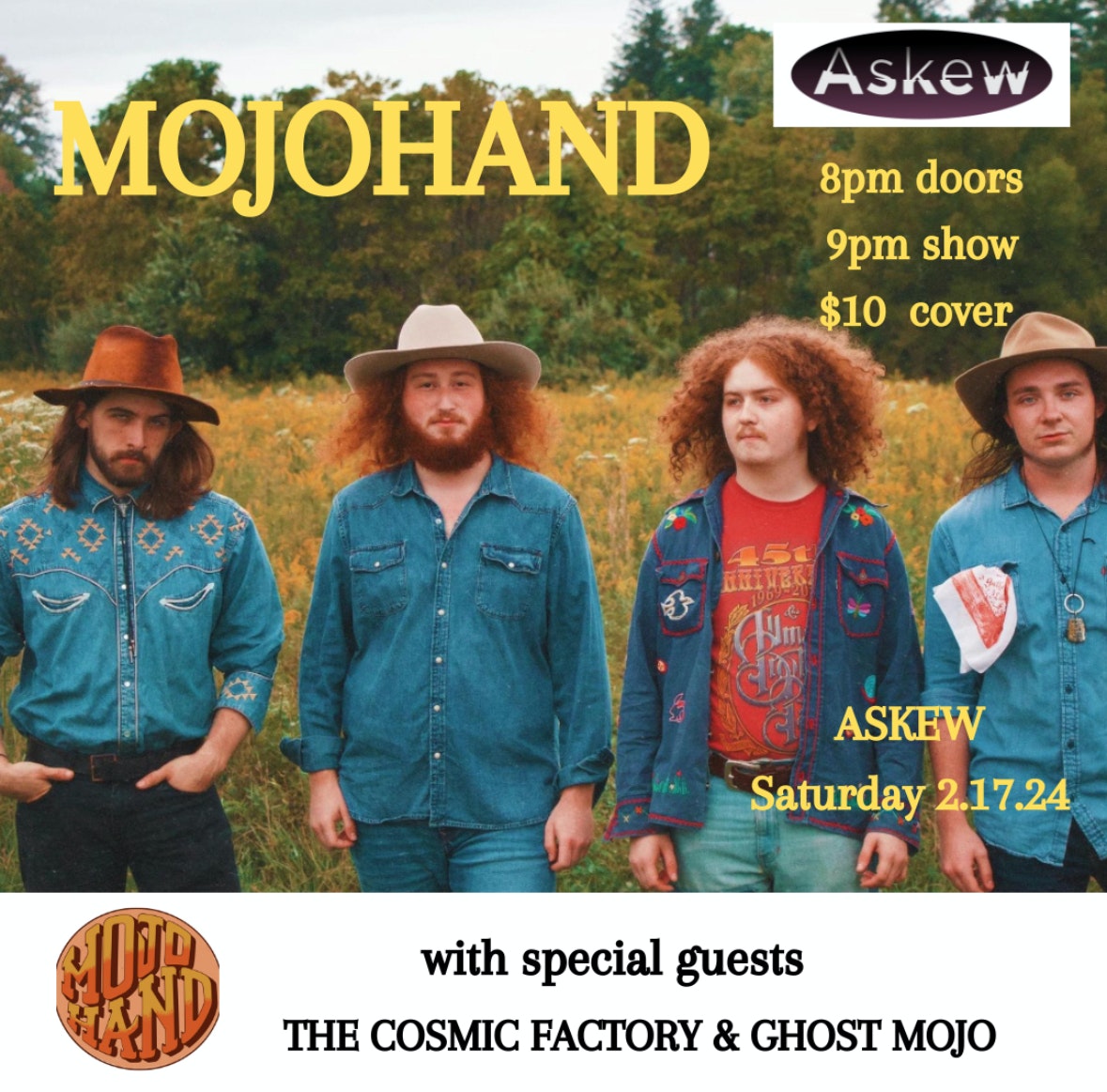 Flyer for 'Mojohand // The Cosmic Factory // Ghost Mojo'