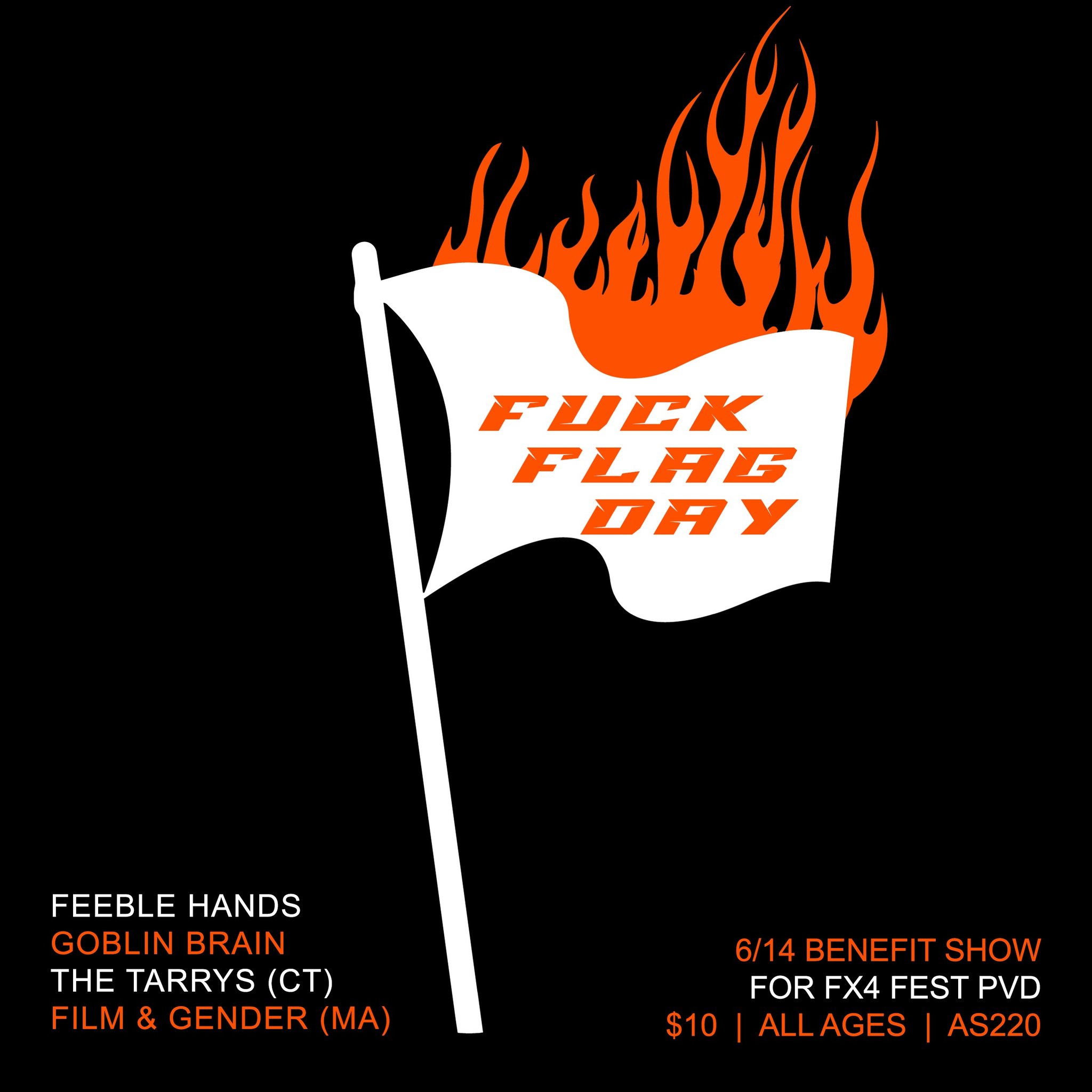 Flyer for 'feeble hands, goblin brain, the tarrys (CT), film & gender (MA)'