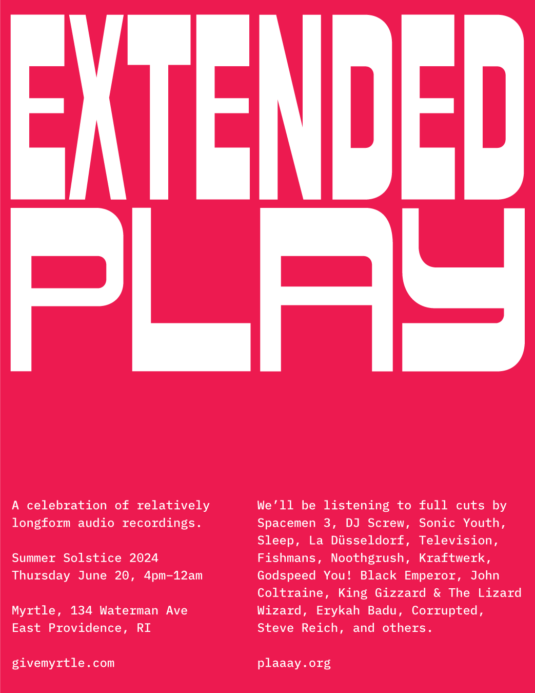 Flyer for 'Extended Play'