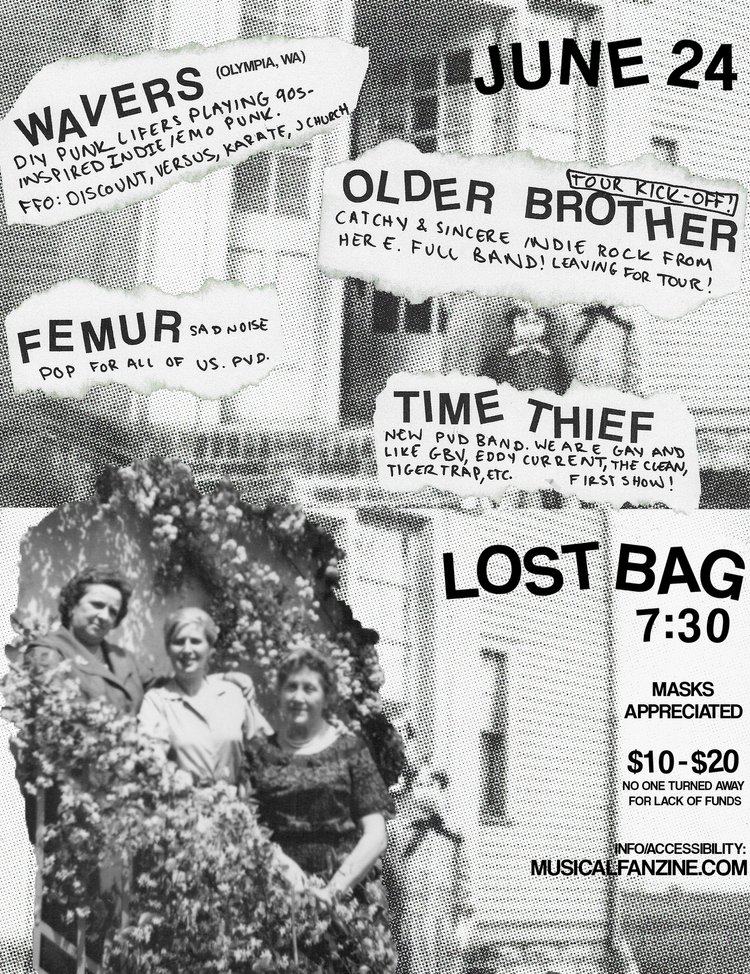 Flyer for 'Older Brother // Femur // Wavers (Oly) // Time Thief'