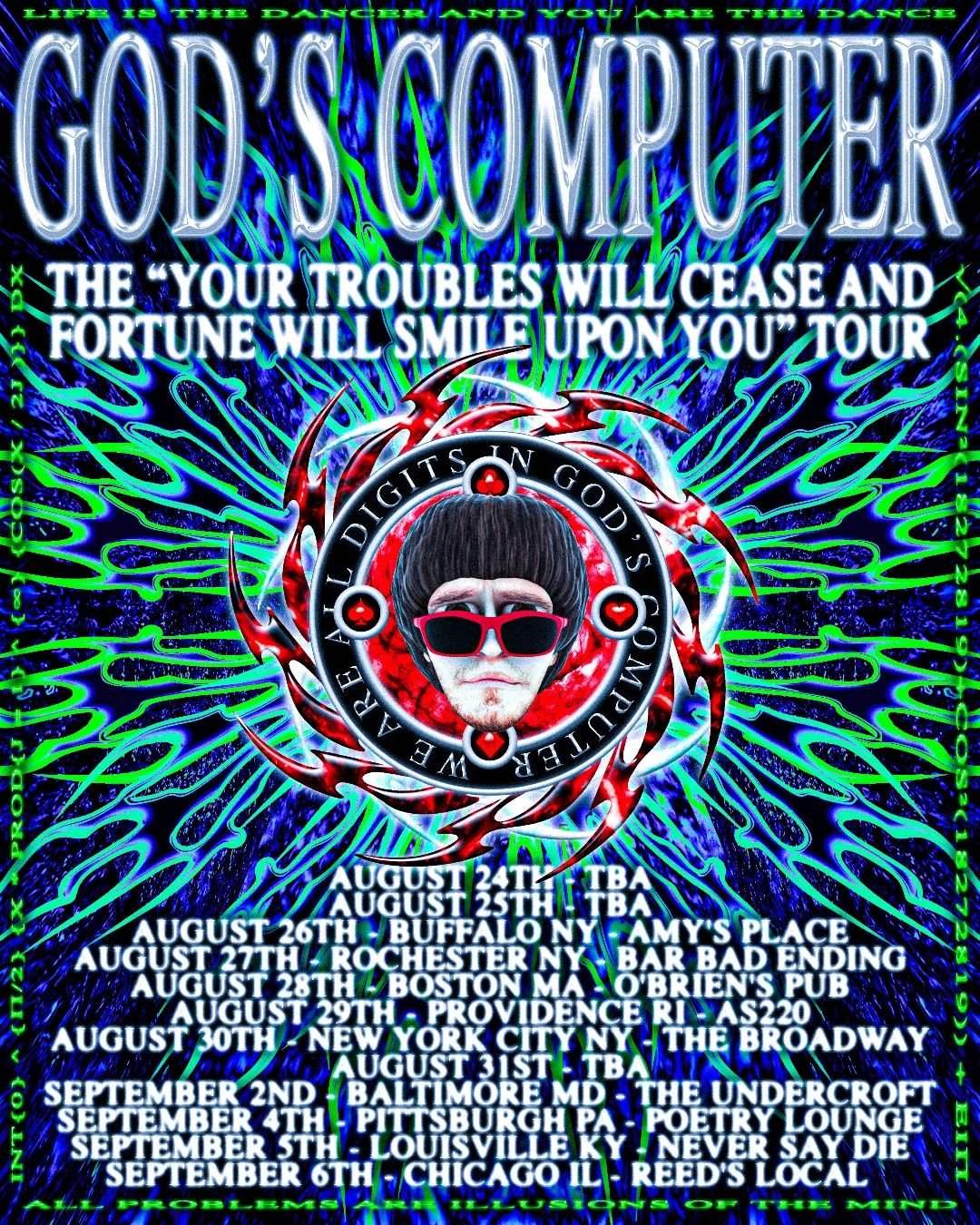 Flyer for 'God’s Computer + Space Camp + BabyBaby_Explores + Cyberbully'