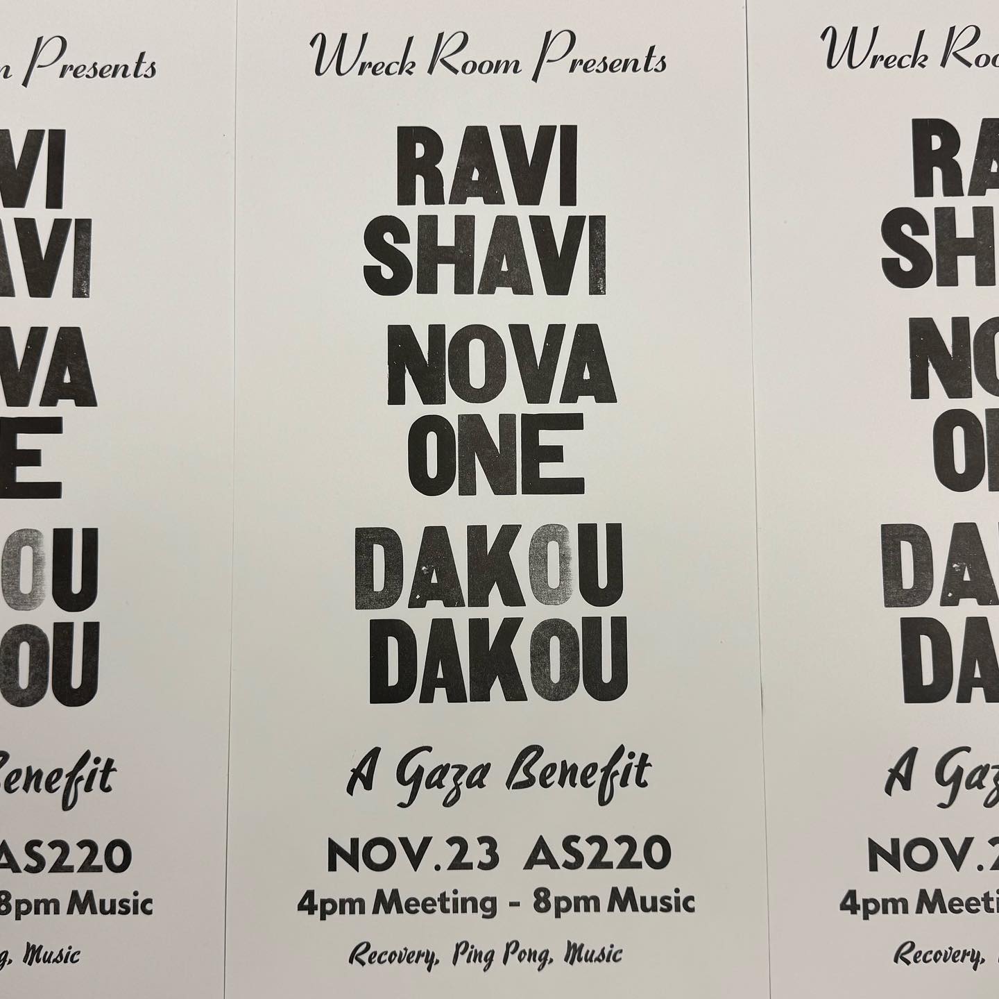 Flyer for 'Ravi Shavi // Nova One // Dakou Dakou'