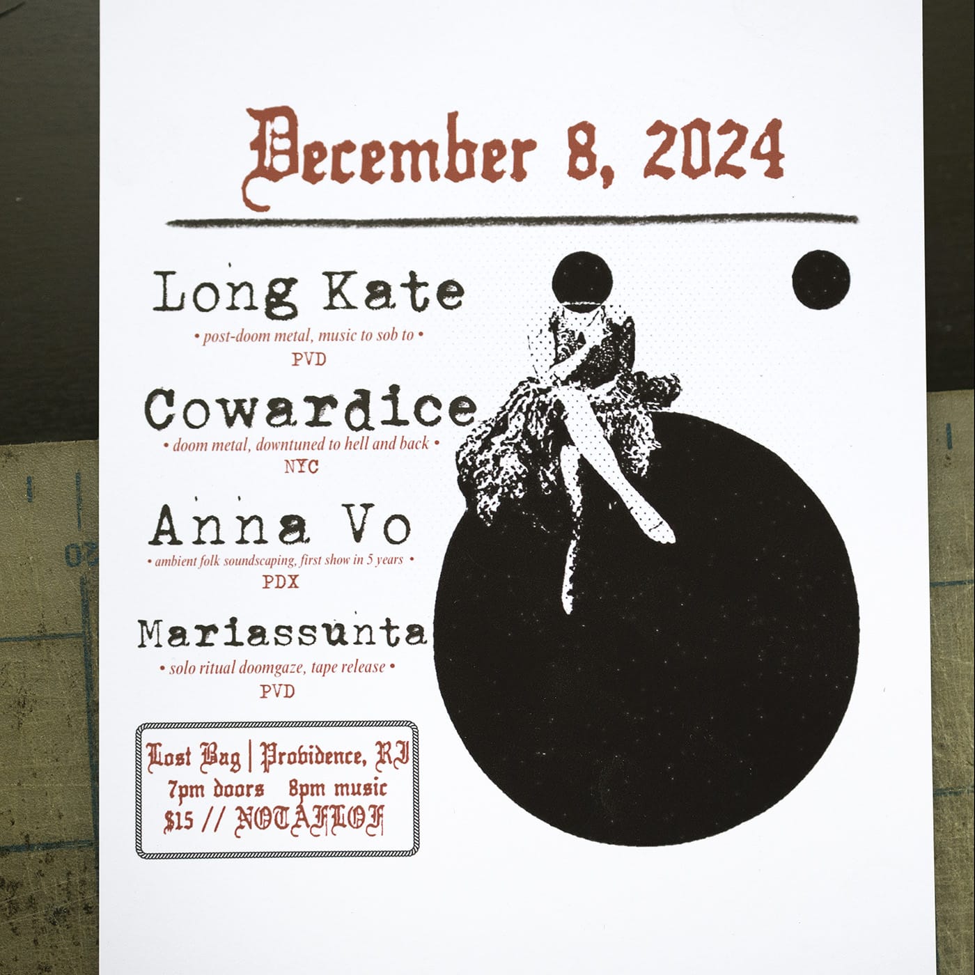 Flyer for 'Cowardice, Anna Vo, Mariassunta, Long Kate'