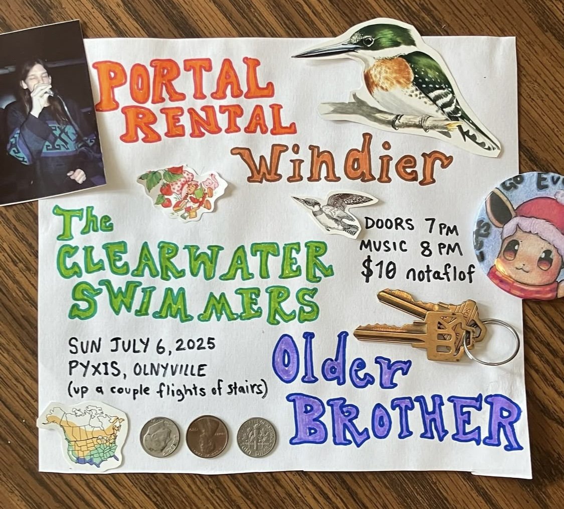Flyer for 'Portal Rental, Windier, Clearwater Swimmers, Older Brother – at Pyxis'