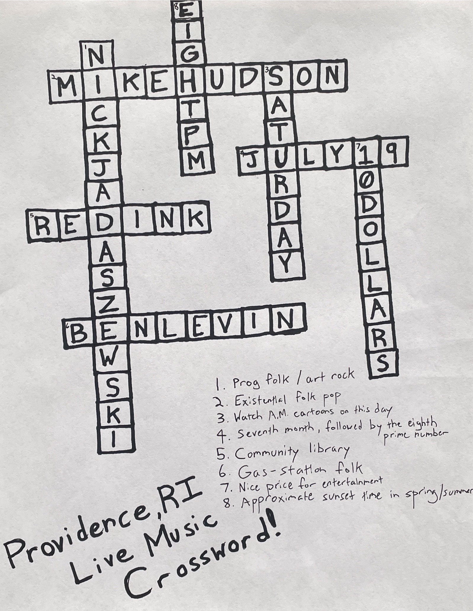 Flyer for 'Mike Hudson / Nick Jadaszewski / Ben Levin'