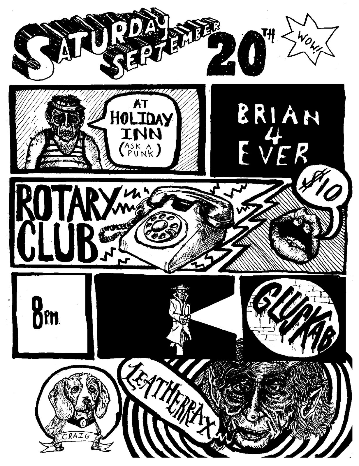 Flyer for 'Brian 4 Ever, Leatherrax, Gluskab, Rotary Club (Seattle)'