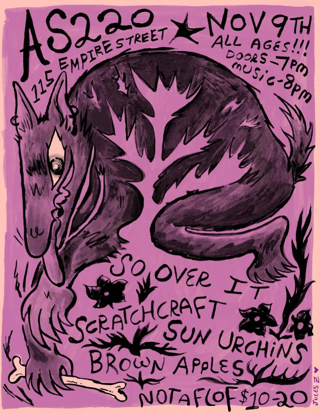 Flyer for 'So Over It // Scratchcraft // Sun Urchins // Brown Apples'