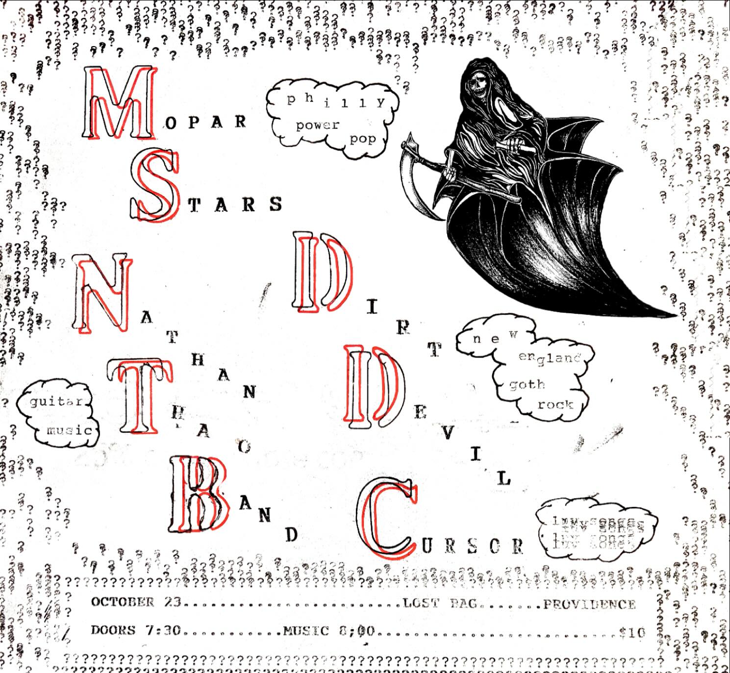 Flyer for 'Mopar Stars // Cursor // Dirt Devil // Nathan Thao Band'