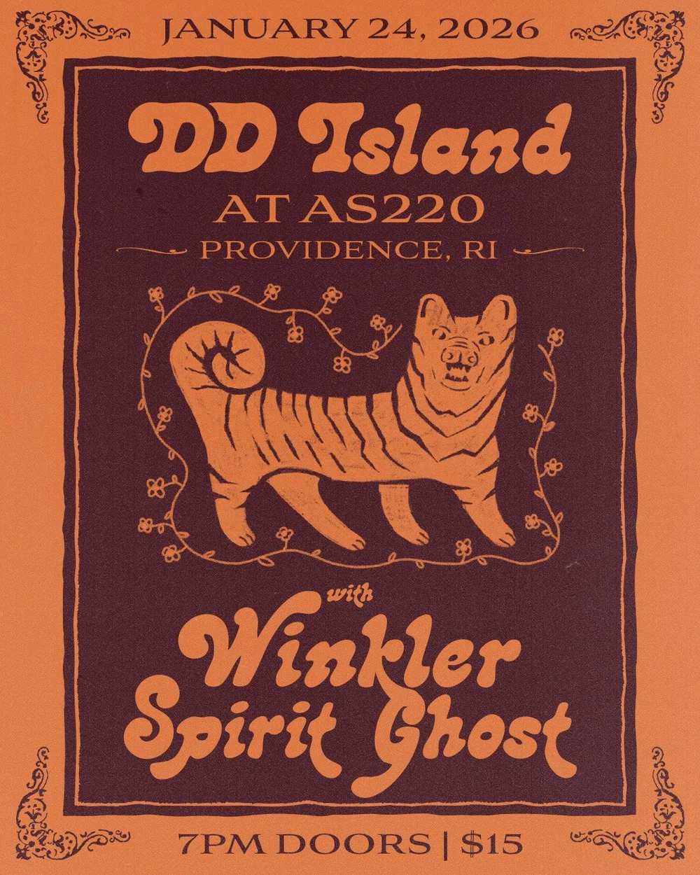 Flyer for 'DD Island + Winkler + Spirit Ghost'