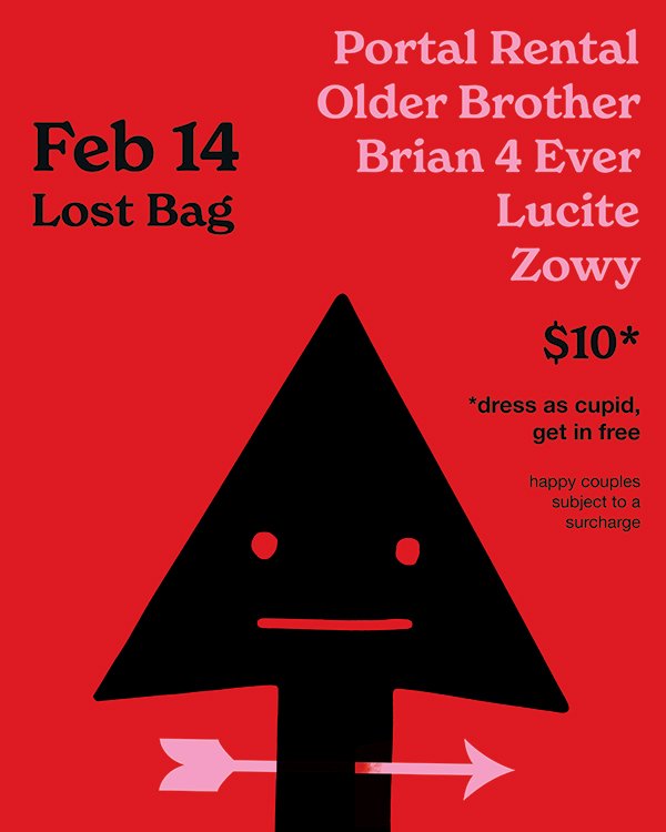 Flyer for 'Portal Rental, Brian 4 Ever, Lucite, Older Brother, Zowy'