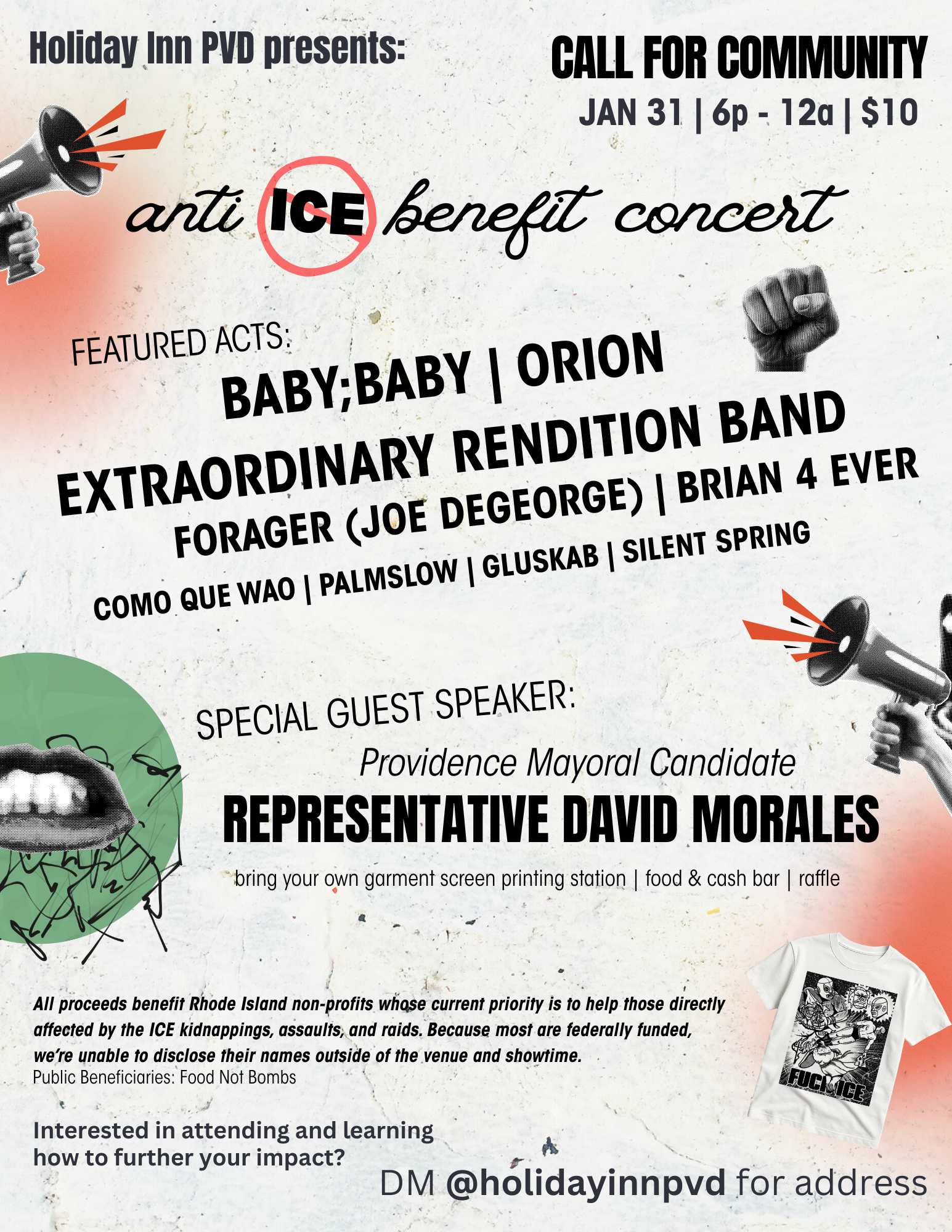 Flyer for 'ANTI-ICE BENEFIT SHOW/ ART GALLERY/ FOOD/ RAFFLE /DONATIONS and more…'