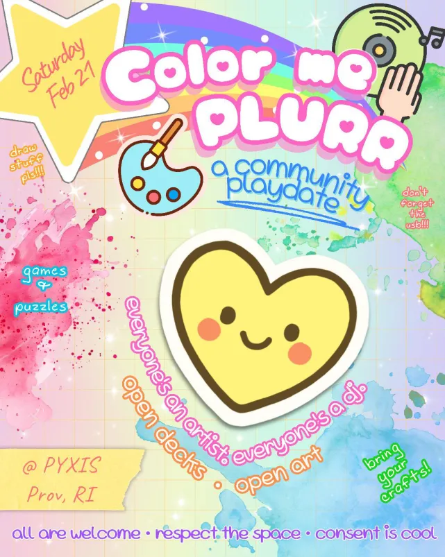 Flyer for 'Color me PLURR: A Community Playdate'