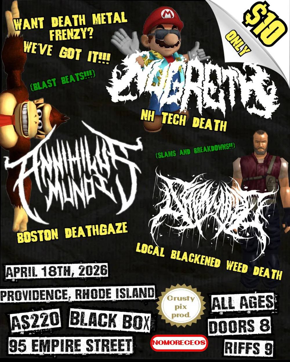 Flyer for 'Nugreth + Satan Weed + Annihilus Mundi'