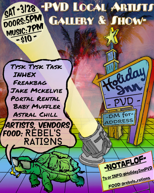 Flyer for 'GALLERY&SHOW: Tysk Tysk Task/ INHEX/ Jake Mckelvie/ Freakbag/ Portal Rental/ Baby Muffler/ Astral Chill'
