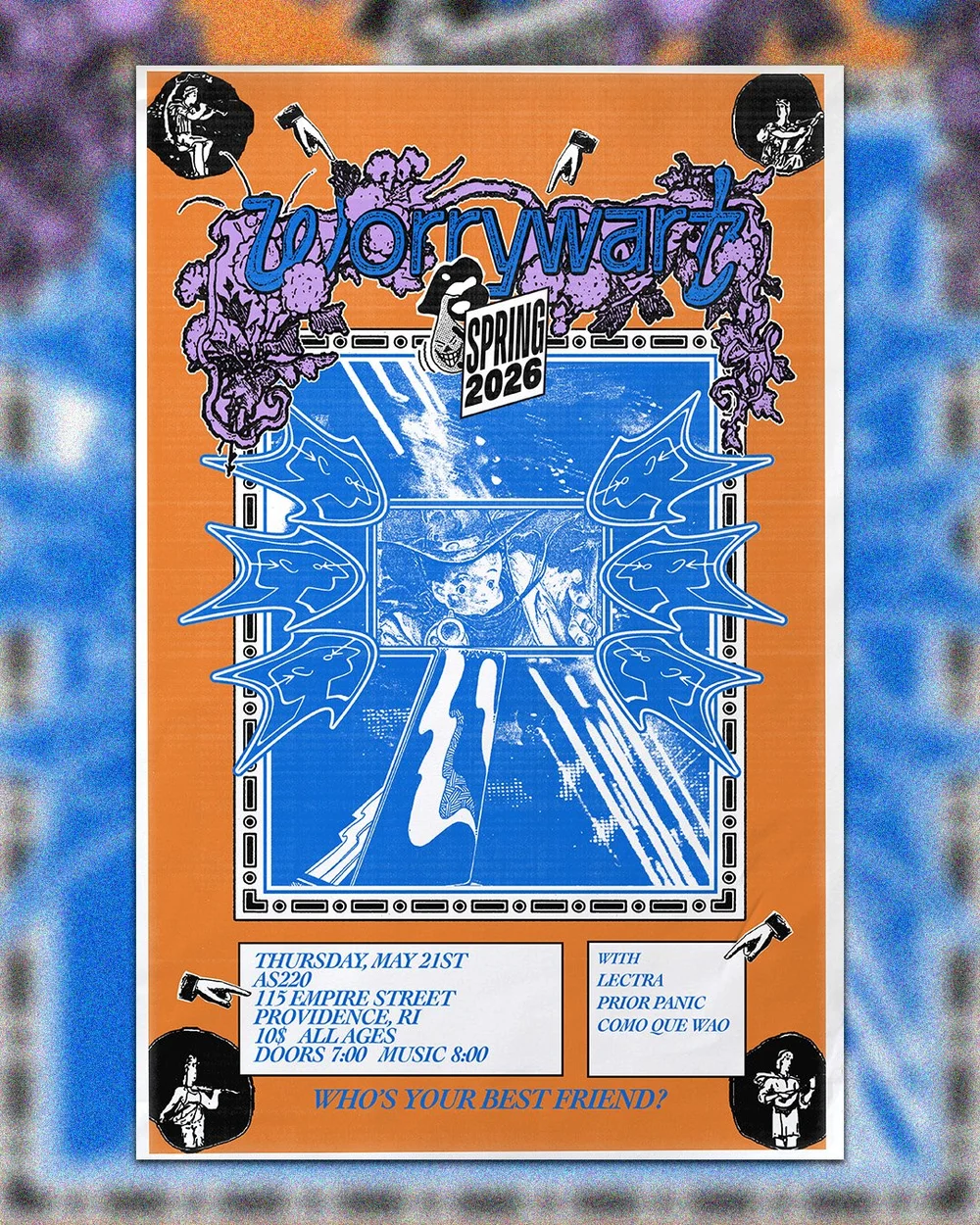 Flyer for 'Worrywart + Lectra + Prior Panic + CÓMO QUÉ WAO'