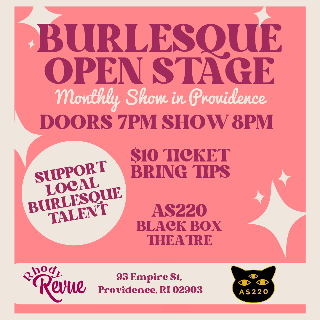 Flyer for 'Rhody Revue: Burlesque Open Stage'
