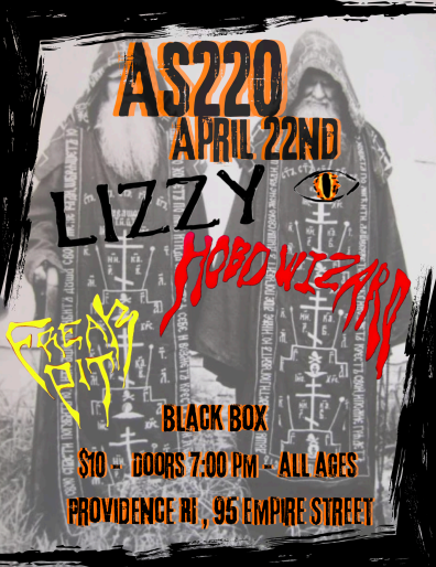 Flyer for 'Lizzy + Hobo Wizard + Freak Pit'