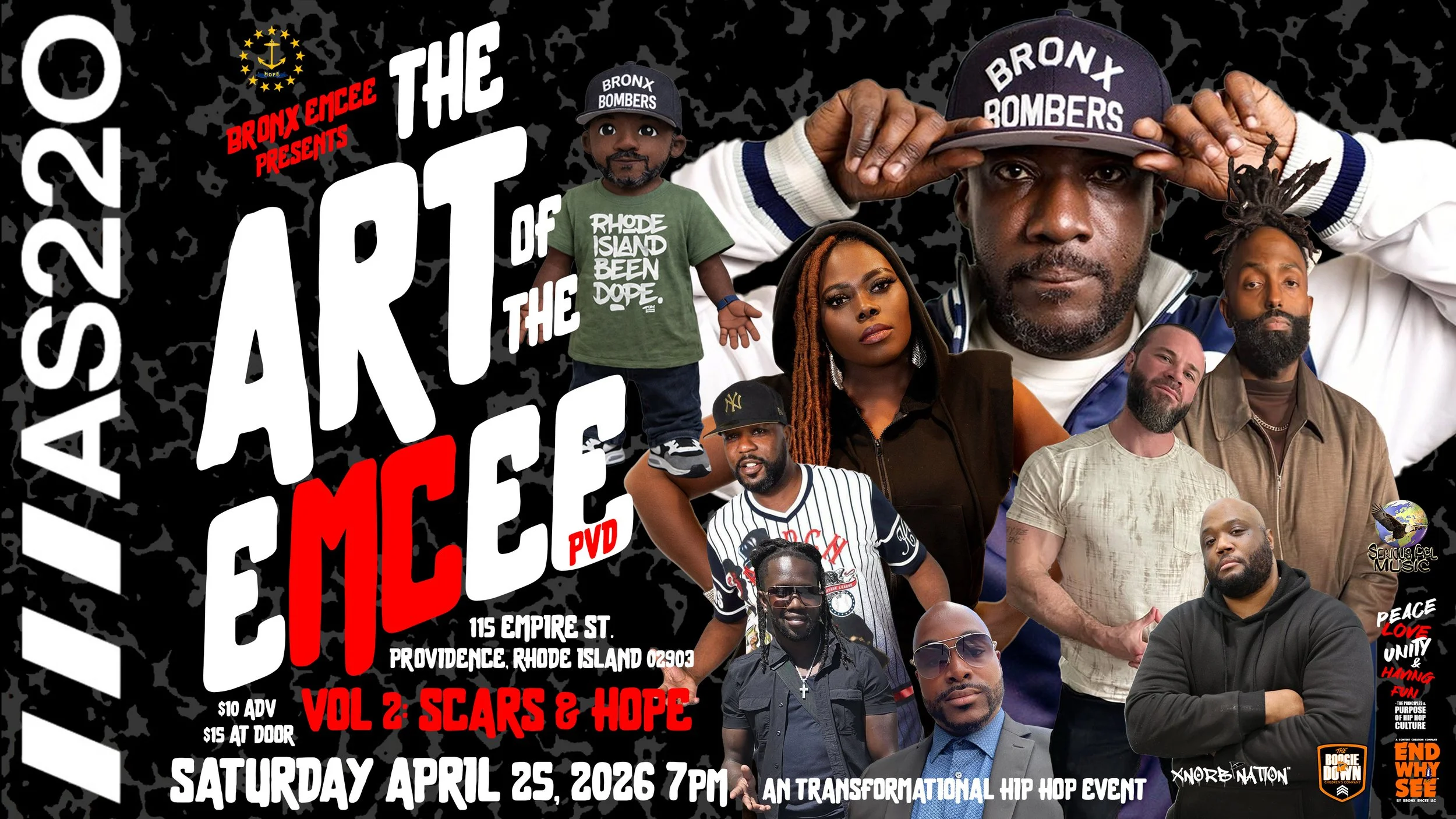 Flyer for 'The Art of the Emcee Vol. 2 – Scars & Hope'
