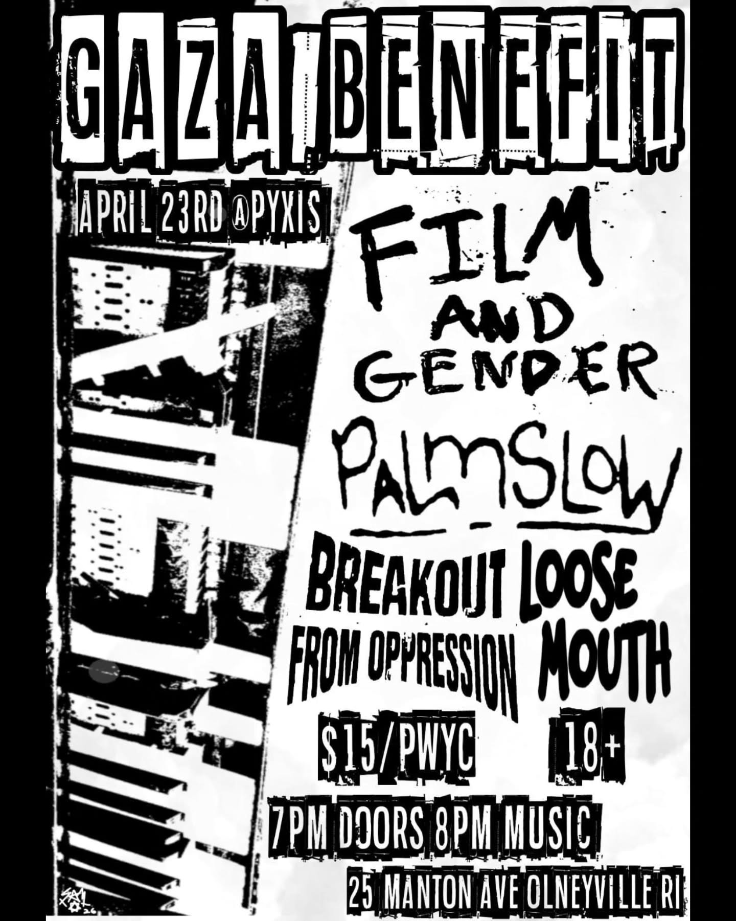 Flyer for 'Film and Gender // Palmslow // Breakout From Oppression // Loose Mouth'