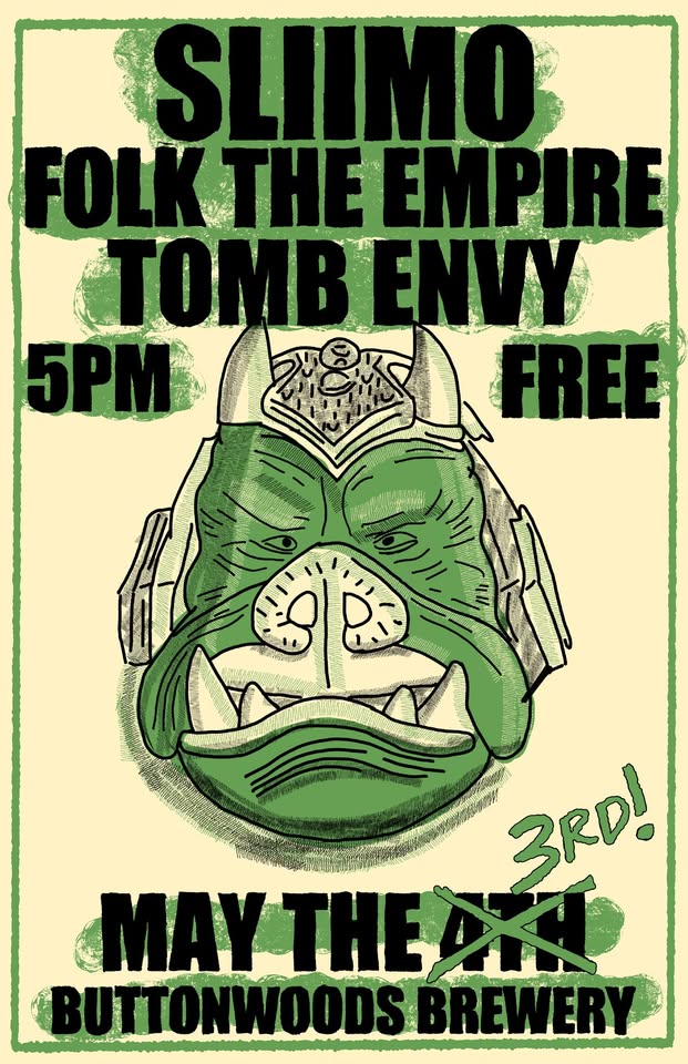 Flyer for 'May The….3rd with Sliimo, Tomb Envy, Folk The Empire'