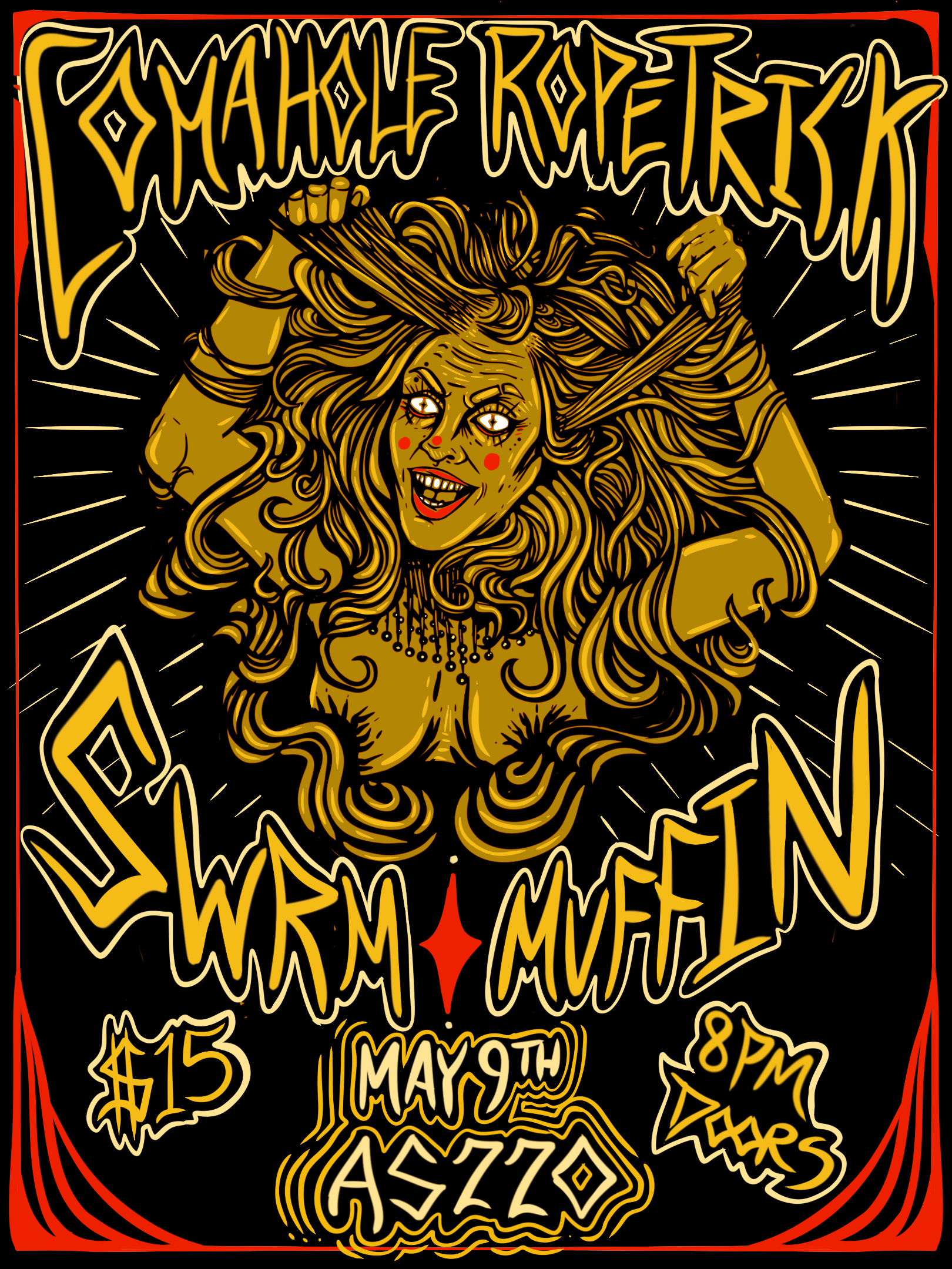 Flyer for 'Coma Hole + Rope Trick + SWRM + Muffin'