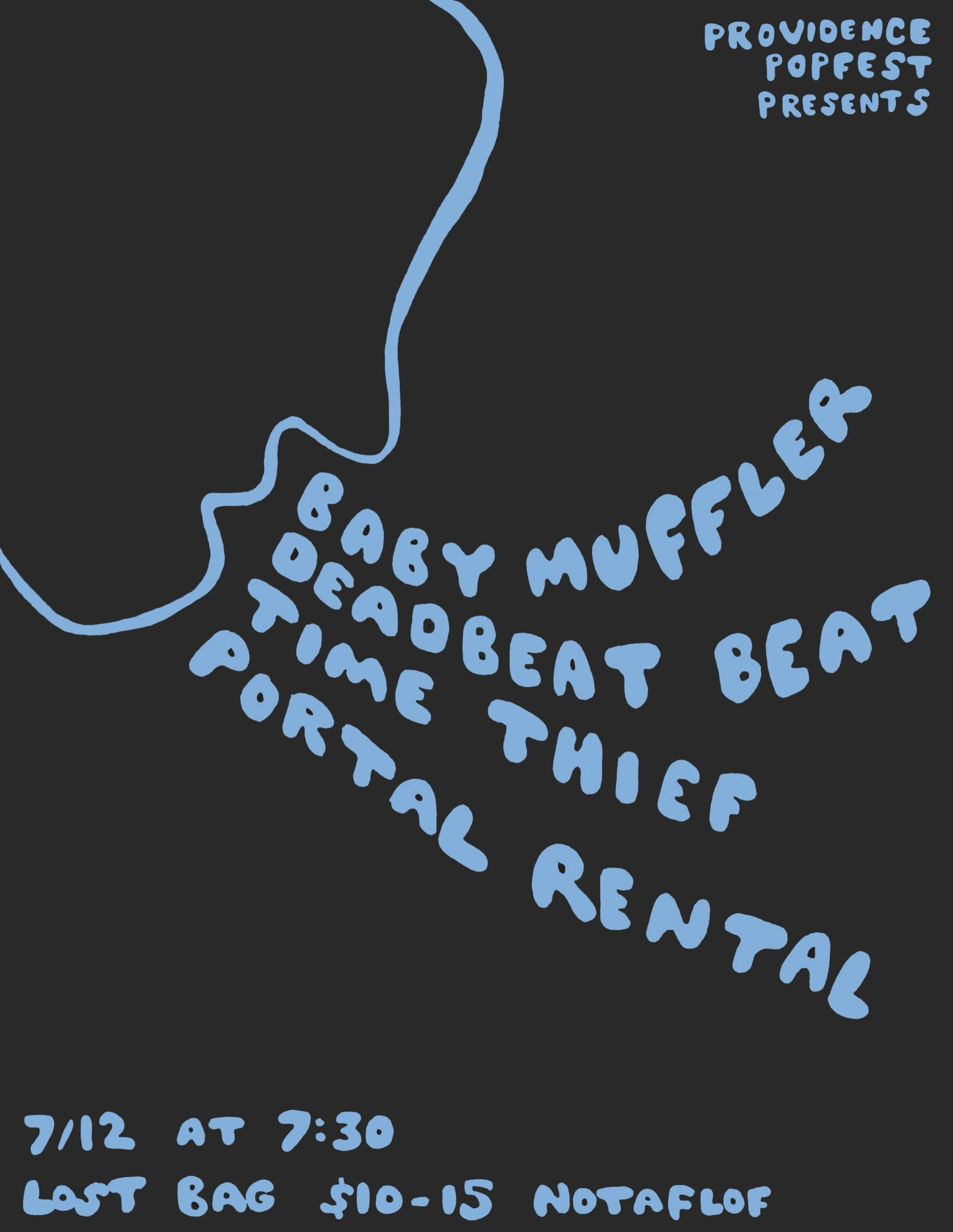 Flyer for 'Baby Muffler, Deadbeat Beat (Detroit), time thief, Portal Rental'