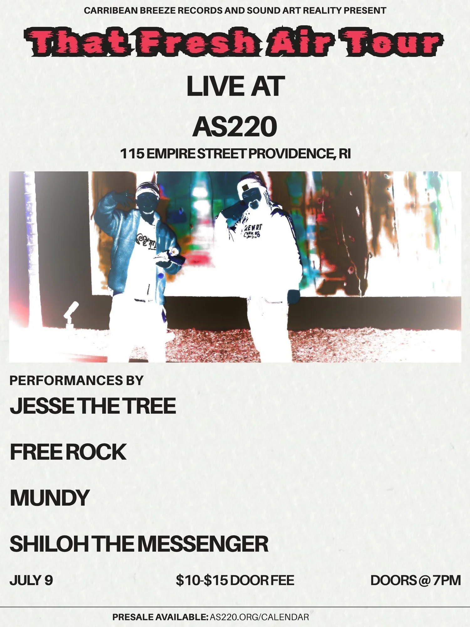 Flyer for 'Jesse the Tree, Free Rock, Mundy, Shiloh the Messenger'